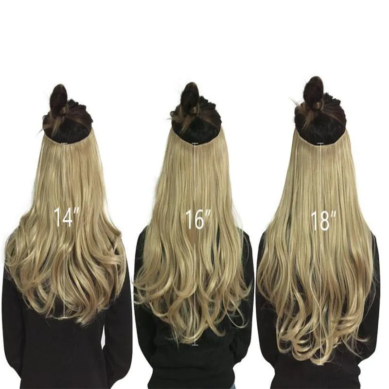 12‘’ 14" 16" 18" Wave Halo Hair Extensions Invisible Ombre Balayage Synthetic Natural Flip Hidden Secret Wire Crown Grey Pink