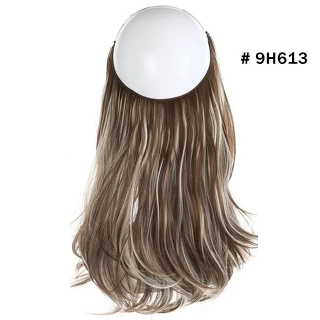 12‘’ 14" 16" 18" Wave Halo Hair Extensions Invisible Ombre Balayage Synthetic Natural Flip Hidden Secret Wire Crown Grey Pink