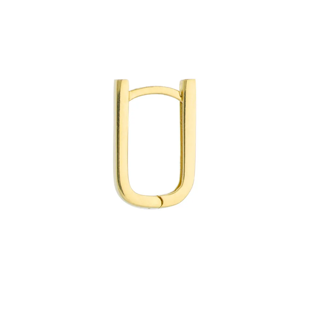 14k Thin Paper Clip Hoop Earring