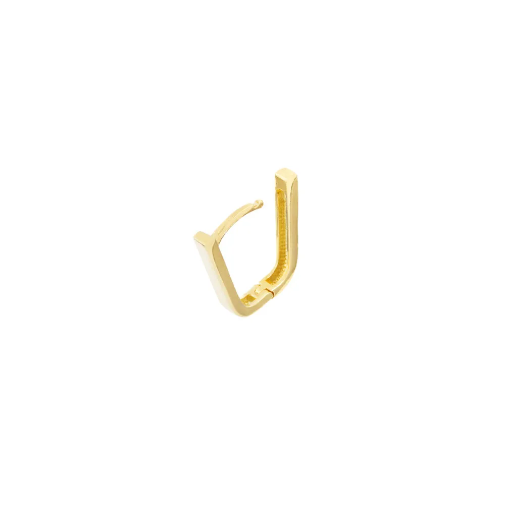 14k Thin Paper Clip Hoop Earring