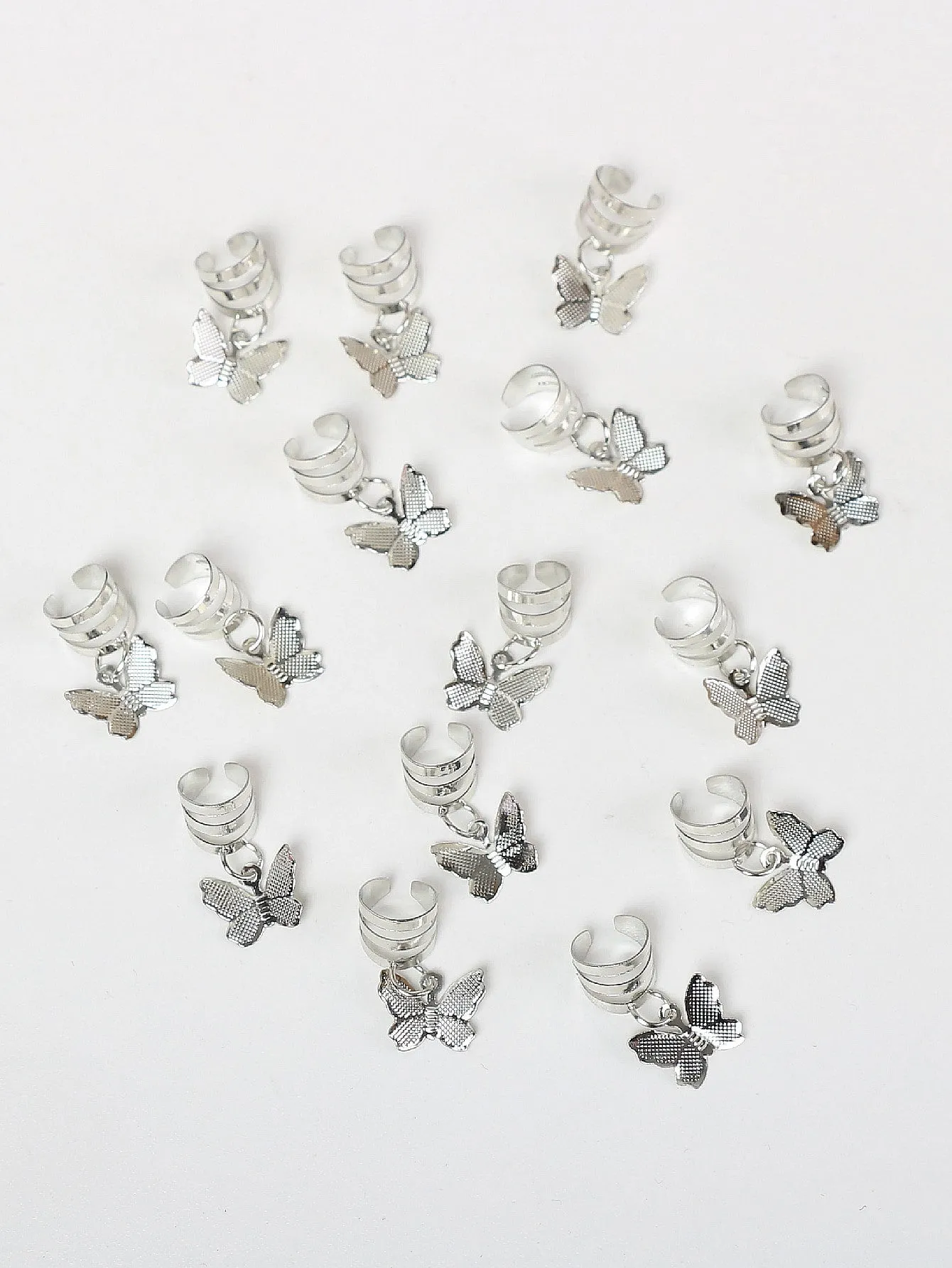 15pcs Butterfly Charm Metal Hair Ring