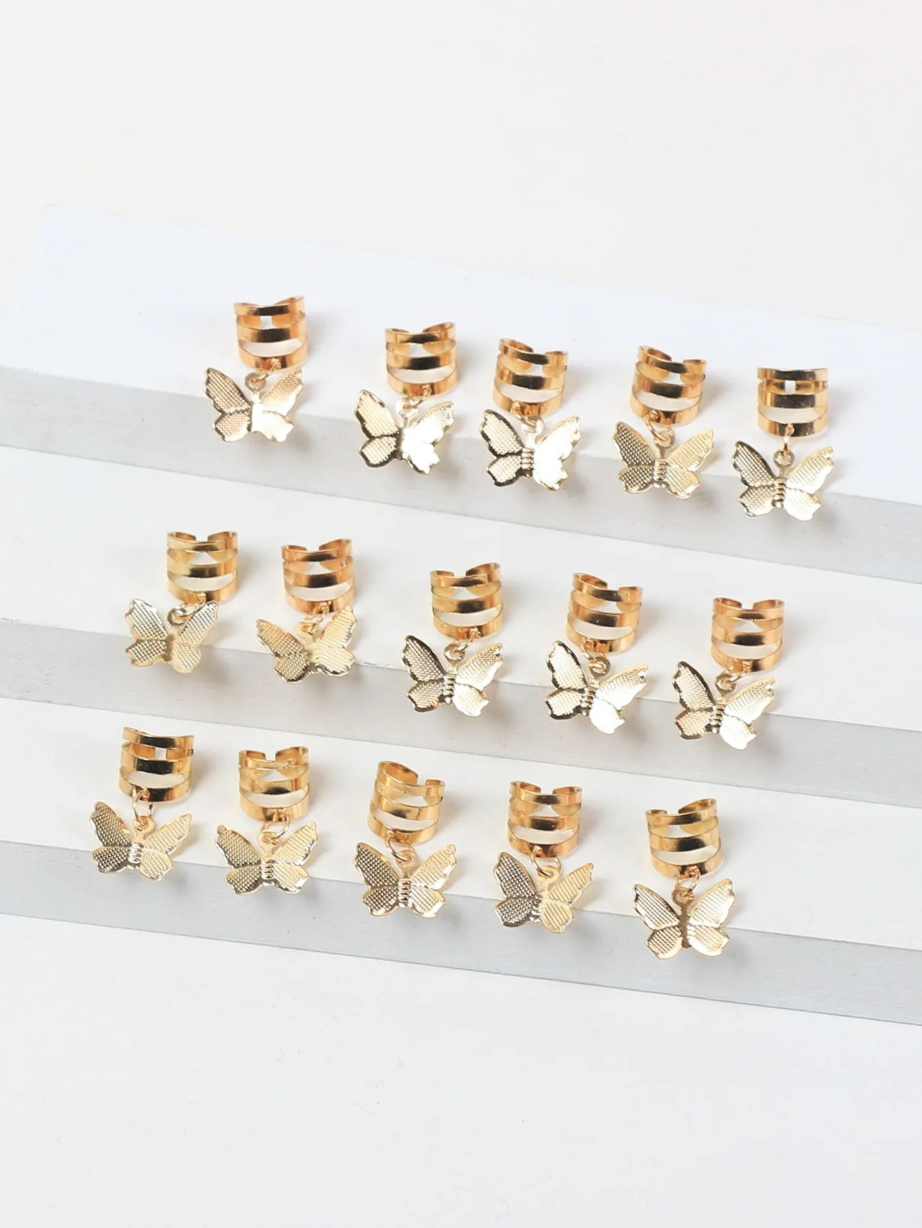 15pcs Butterfly Charm Metal Hair Ring