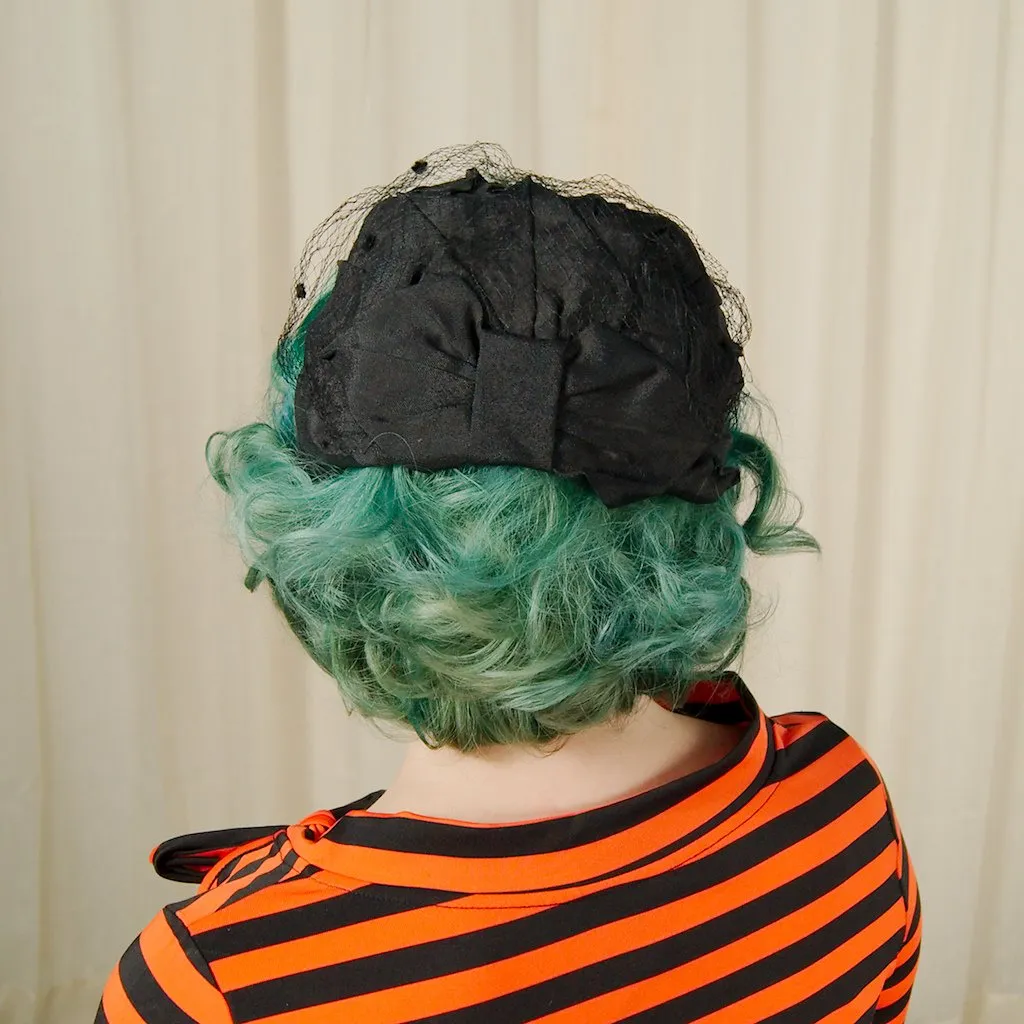 1950s Black Petal Crescent Hat