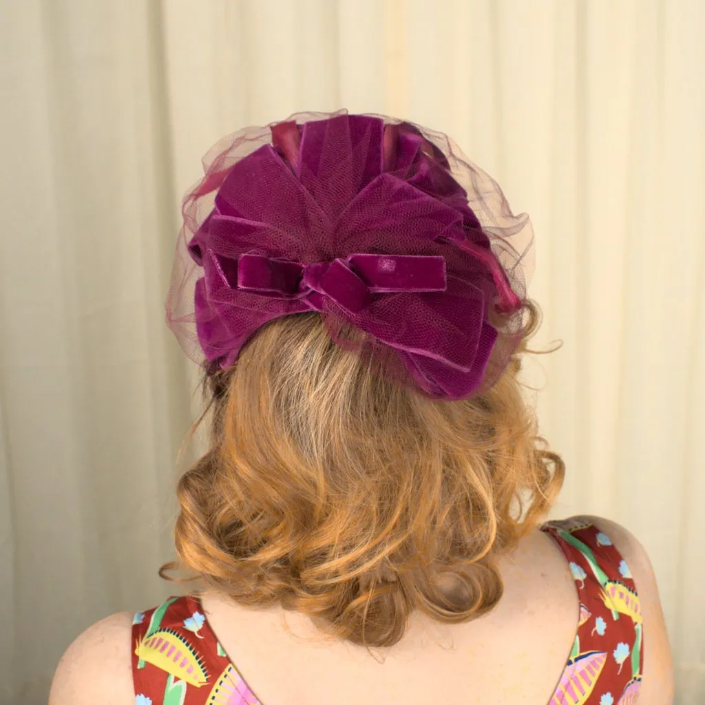 1950s Raspberry Crescent Hat