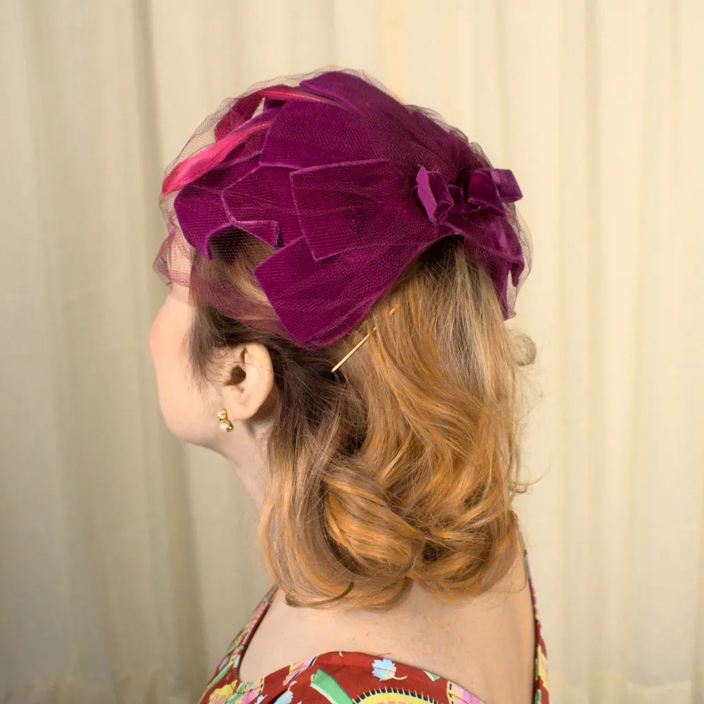 1950s Raspberry Crescent Hat