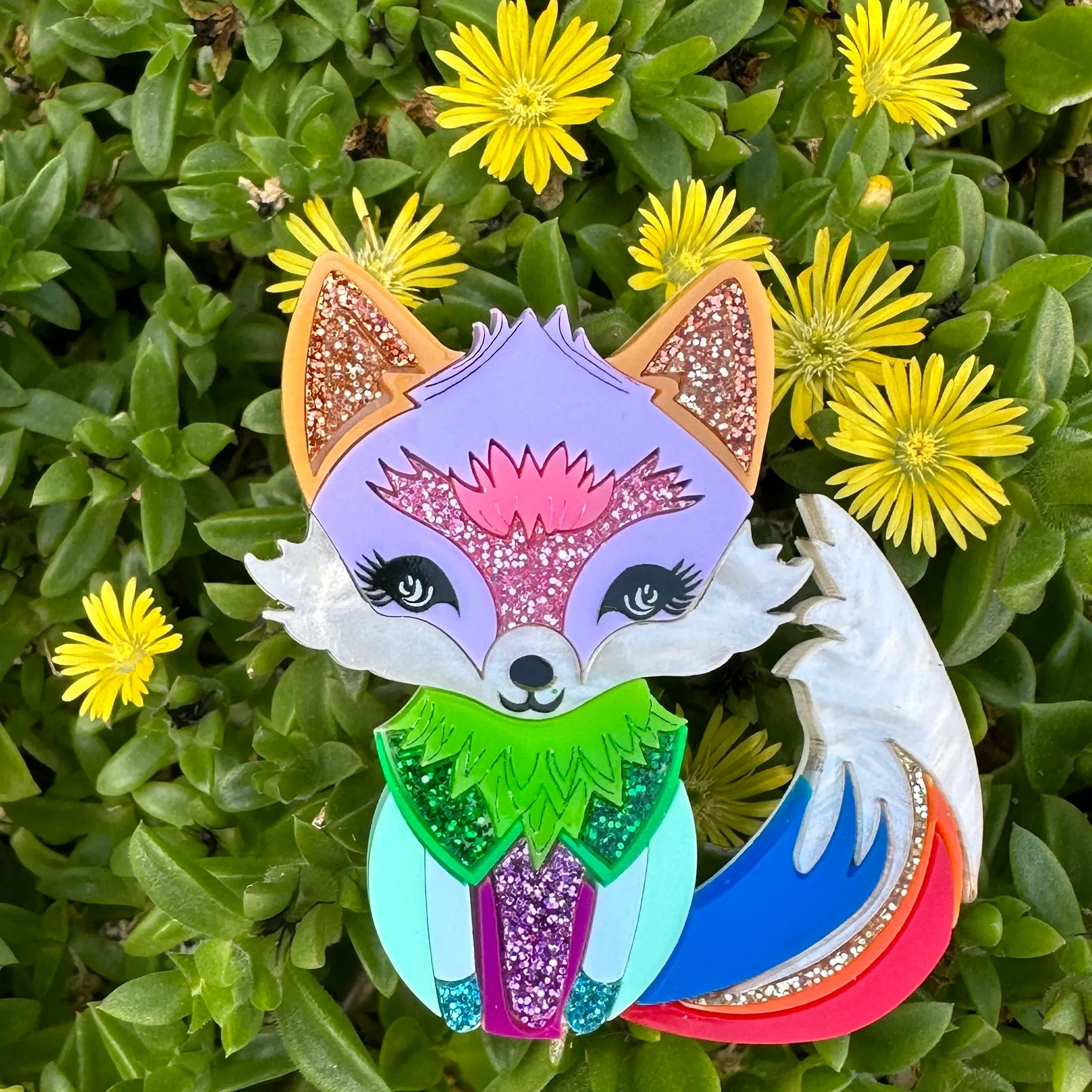 Albert the rainbow fox 🌈 - Brooch