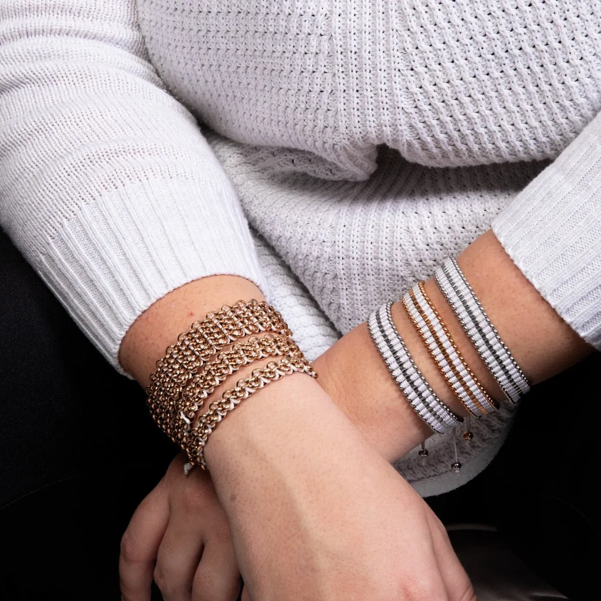 Amici | Silver | White | Macrame Bracelet