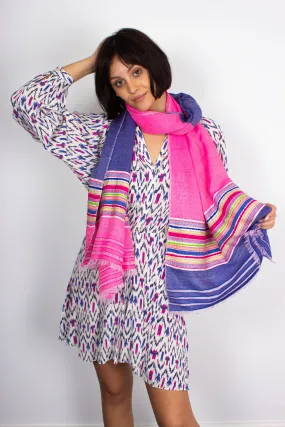 ANNA 5206 Himalaya Scarf in Pink and Blue