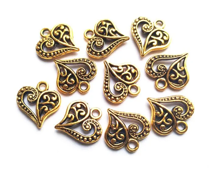 Antique Golden Designer Leaf Metal Charms