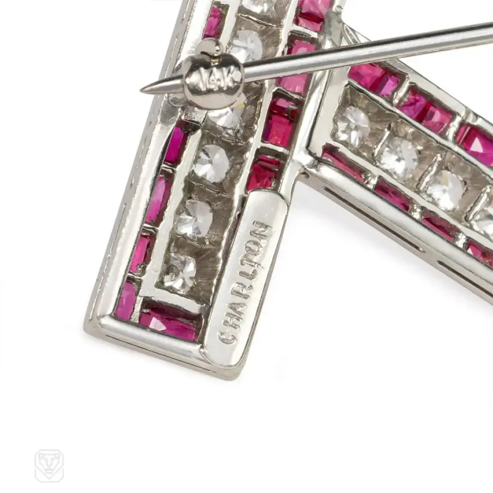 Art Deco ruby and diamond brooch, Charlton