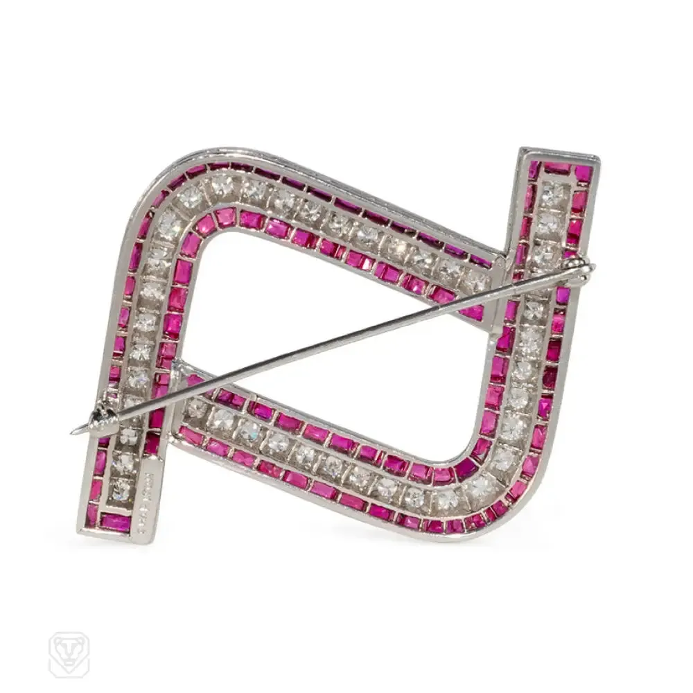 Art Deco ruby and diamond brooch, Charlton