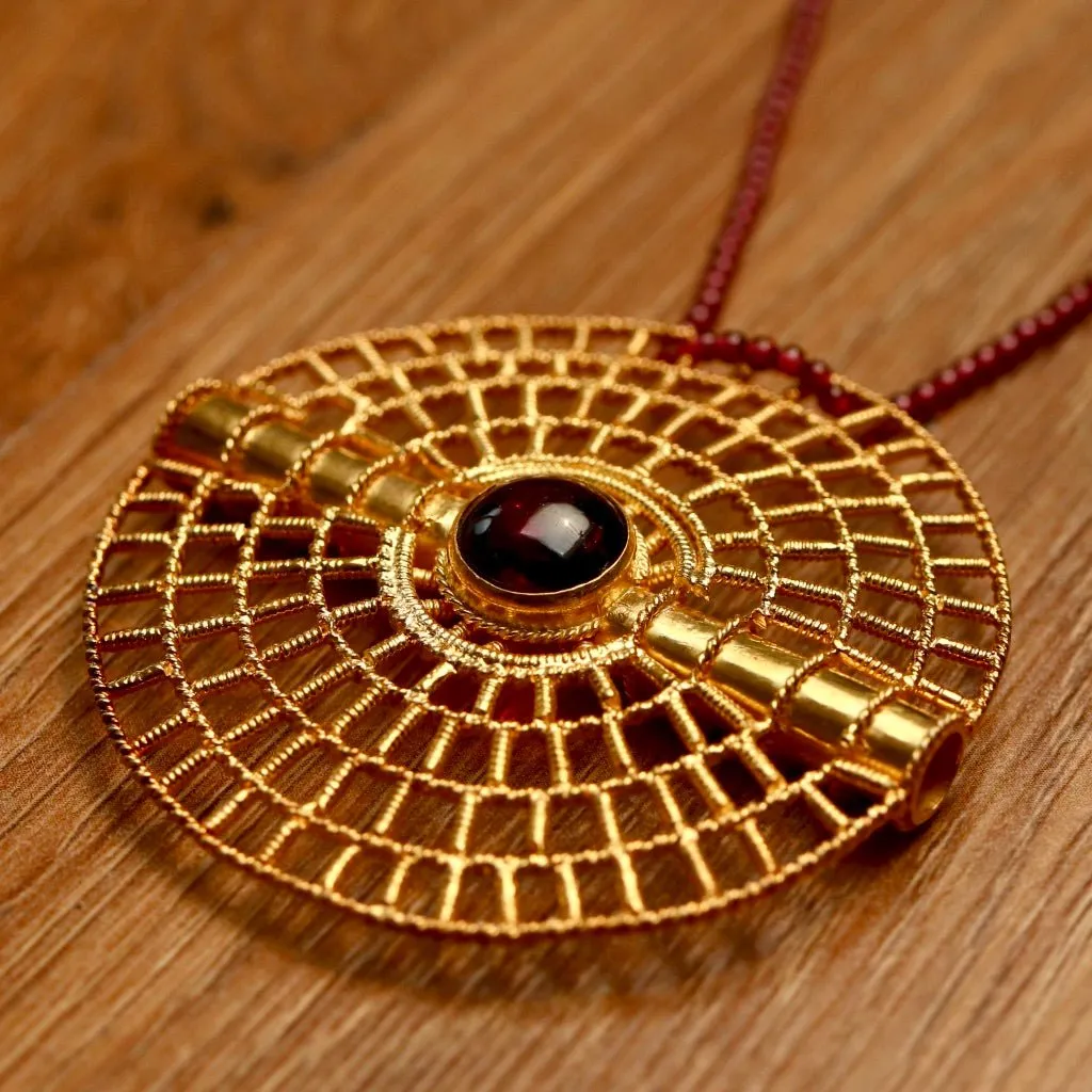 Asante Sundial Garnet Necklace