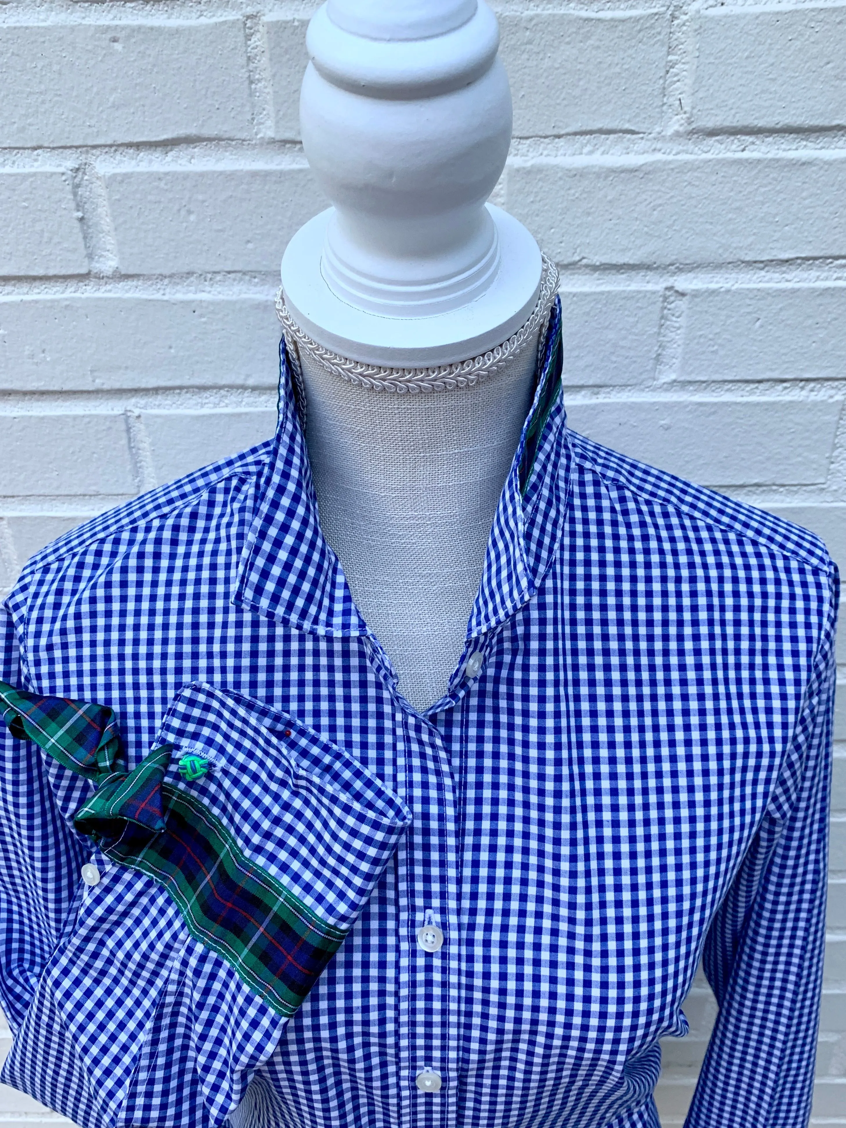 Audrey Royal Gingham Ribbon French Cuff Shirt (RFC26)