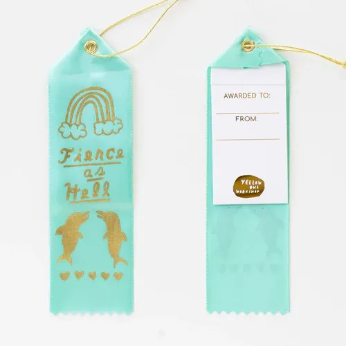 Award Ribbon / Bookmark w Note - Fierce As Hell Dolphins