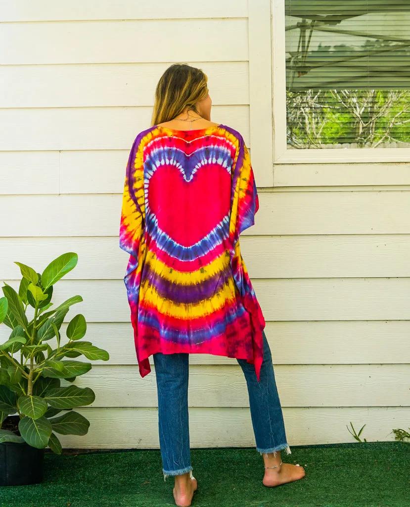 B3853- Hand Dyed Tunic Boho Kaftan Blouse Hippie Oversize Tops