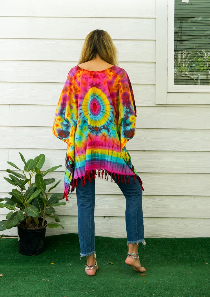 B7651- Hand Dyed Tunic Boho Kaftan Blouse Hippie Oversize Tops