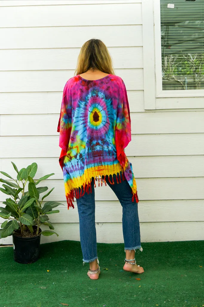 B7657- Hand Dyed Tunic Boho Kaftan Blouse Hippie Oversize Tops