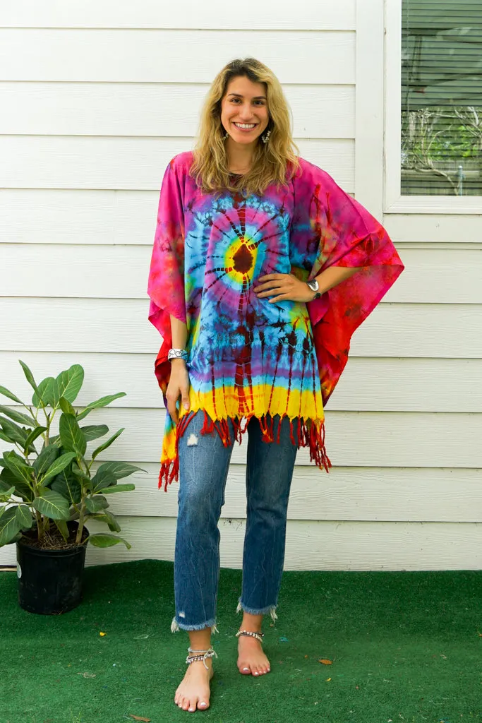 B7657- Hand Dyed Tunic Boho Kaftan Blouse Hippie Oversize Tops