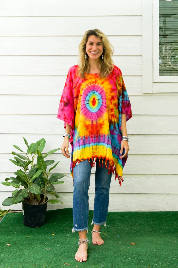 B7665- Hand Dyed Tunic Boho Kaftan Blouse Hippie Oversize Tops