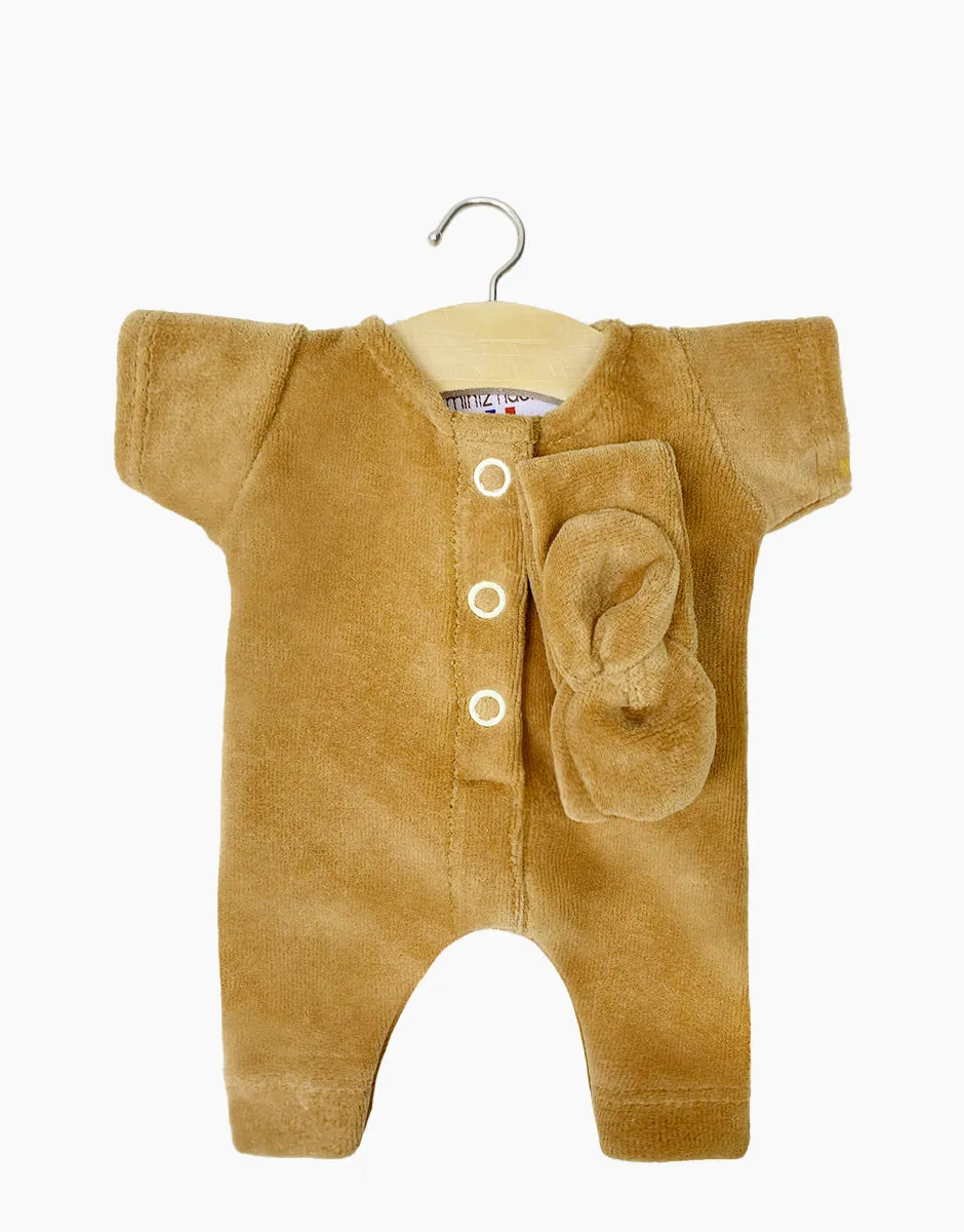 Babies - Combinaison Lili en velours camel et son headband