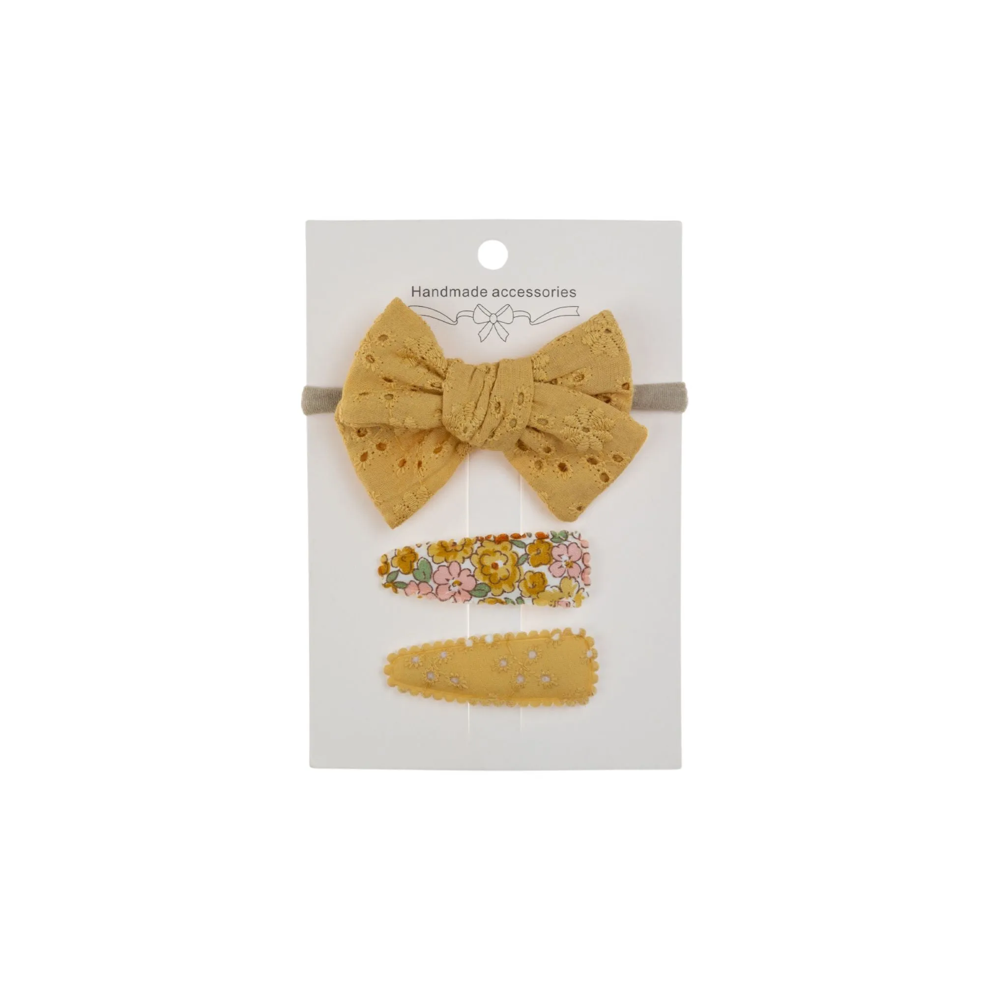 Ballerina Snap Hair Clips & Bow Set in Mustard