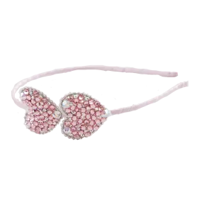 Bari Lynn Crystal Heart Headband - Light Pink