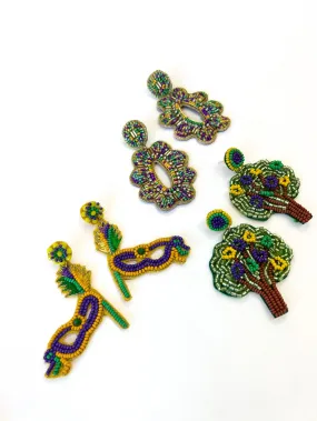 Beaded Kingcake Earring