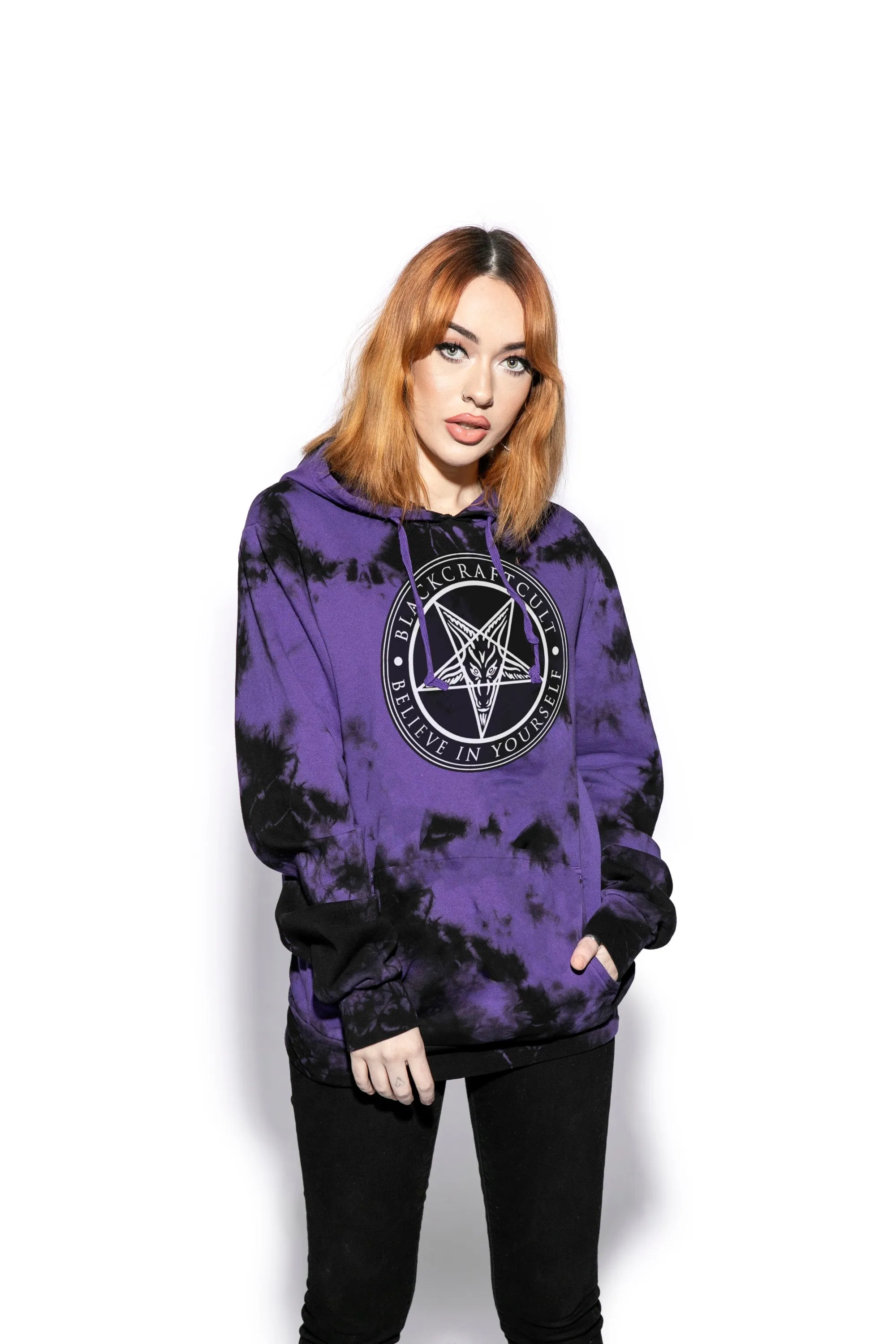 Believe In Yourself - Purple Lightning Dye Hooded Pullover