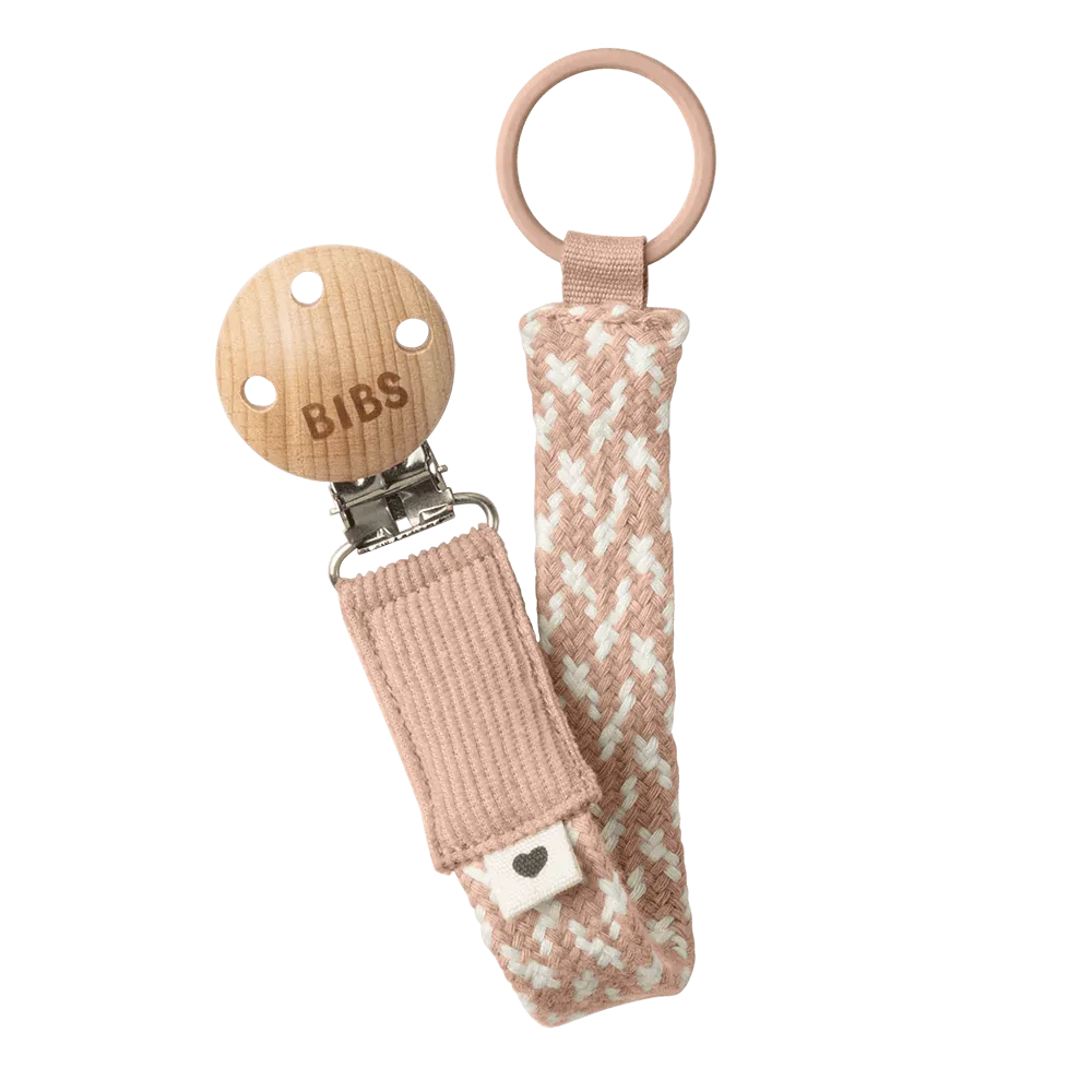 BIBS Pacifier Clip (Braided) - Blush/Ivory