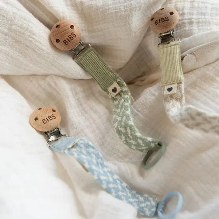 BIBS Pacifier Clip (Braided) - Blush/Ivory