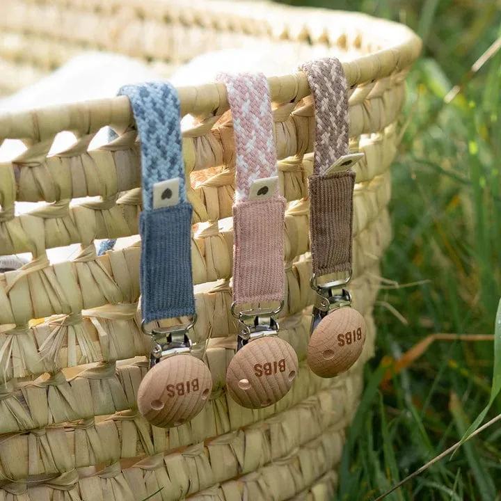 BIBS Pacifier Clip (Braided) - Blush/Ivory