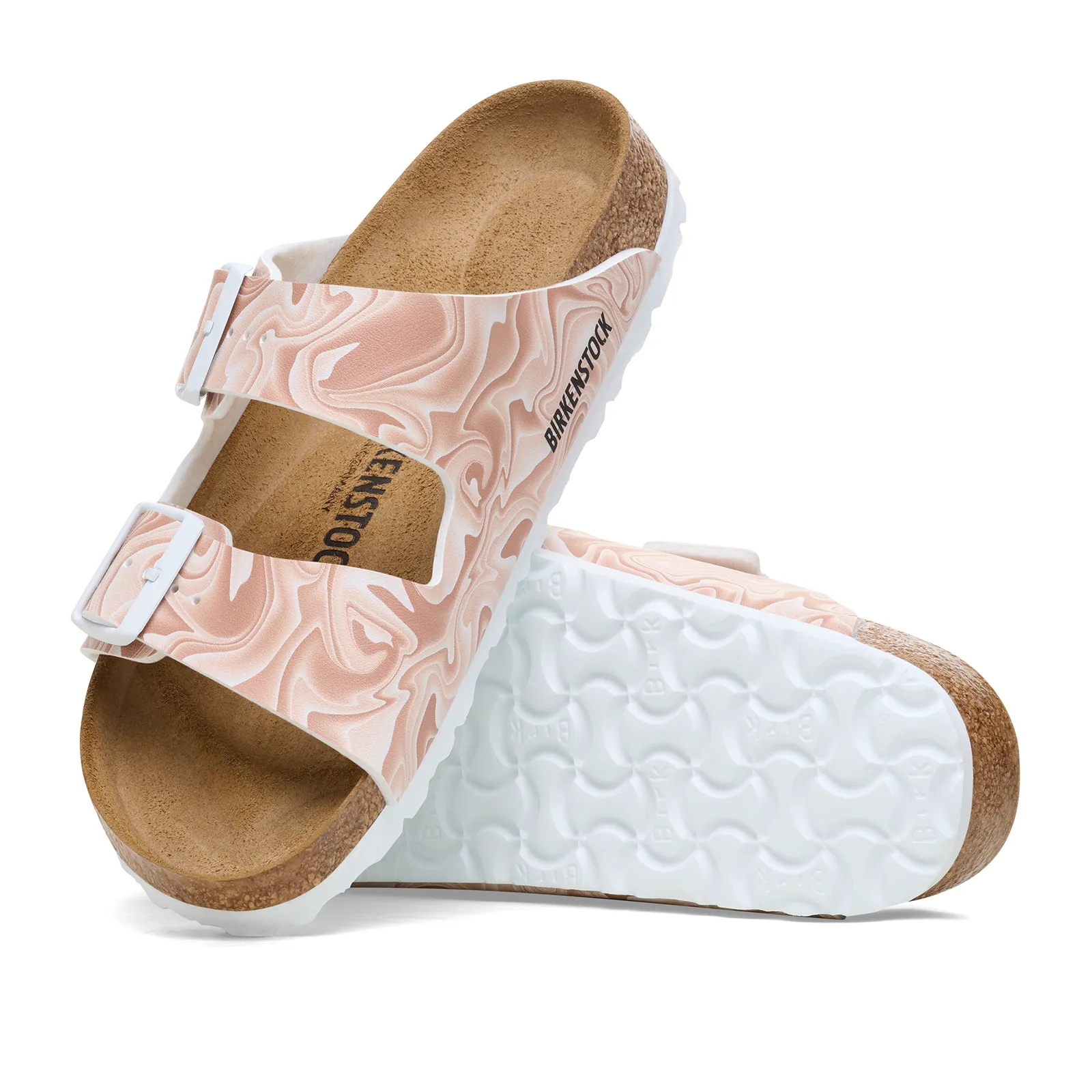 Birkenstock Arizona Grip Slide Sandal (Women) - Marble New Beige Birko-Flor