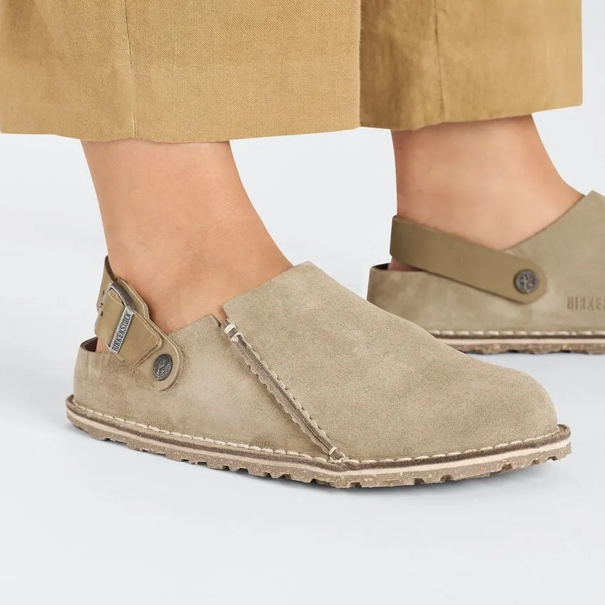 Grey Taupe Suede Birkenstock Lutry Clog - Stylish and Comfortable