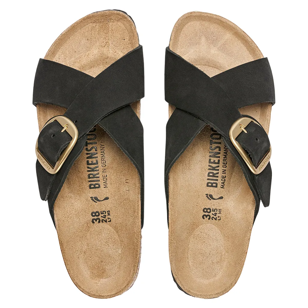 Birkenstock Women's Big Buckle Gold Sandal - Nubuck Leather