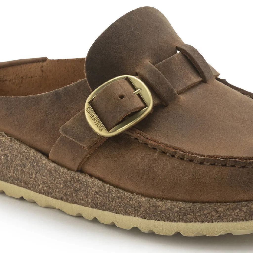 Here is an optimized product title with modifiers:

Birkenstock Womens Buckley Oiled Leather Slip-On Clogs - Premium Comfort Footwear