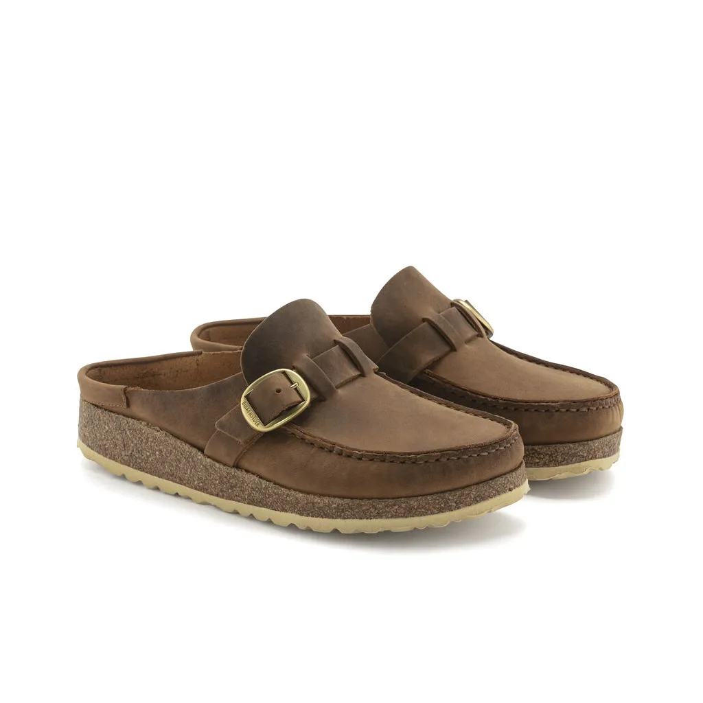 Here is an optimized product title with modifiers:

Birkenstock Womens Buckley Oiled Leather Slip-On Clogs - Premium Comfort Footwear