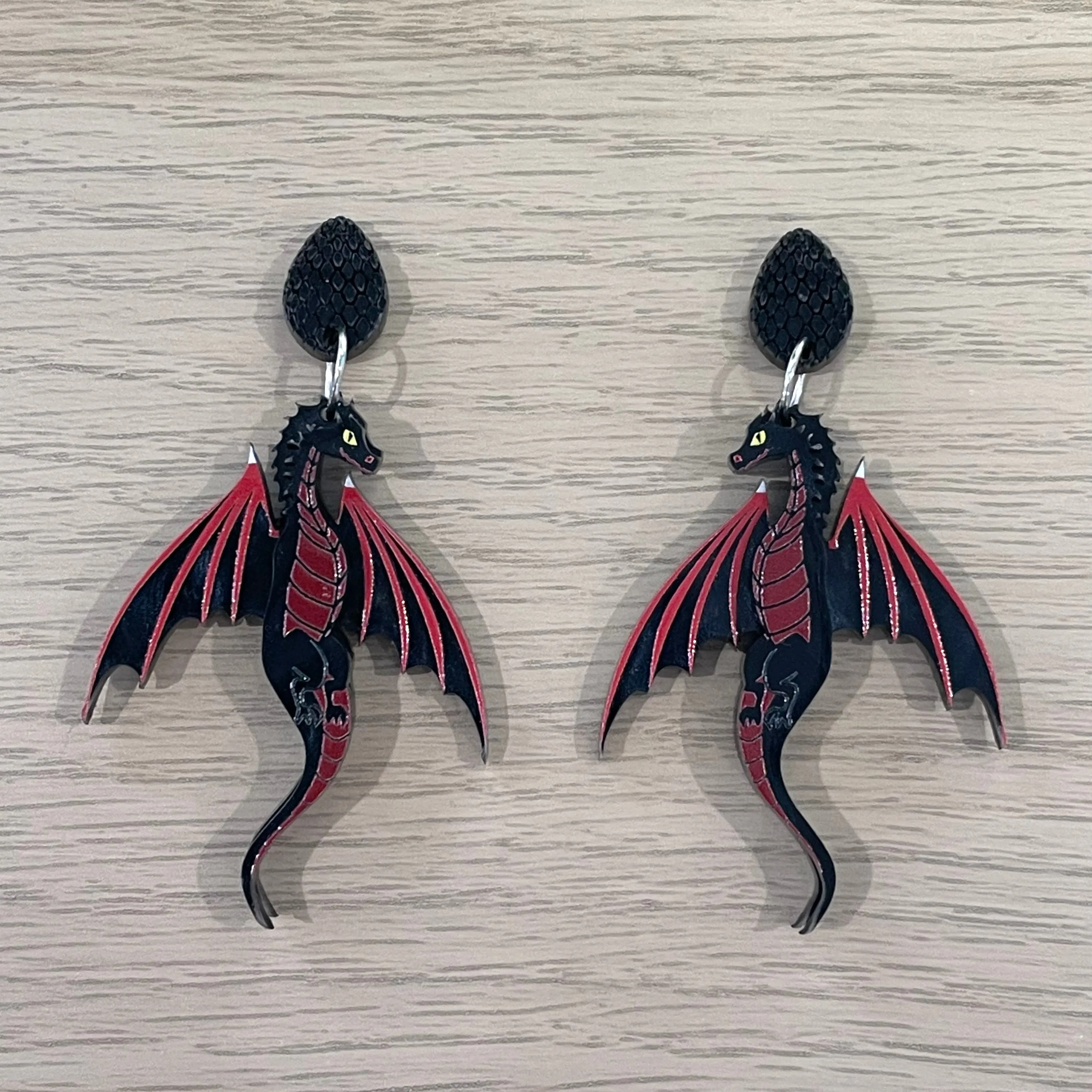 Black Dragon - earrings - Set of 2