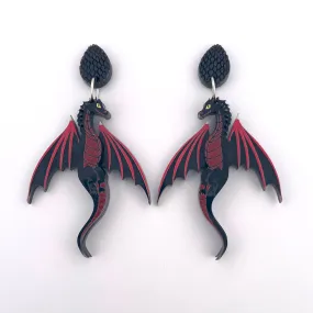 Black Dragon - earrings - Set of 2