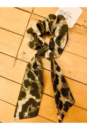 Black Leopard Bandana Scrunchie