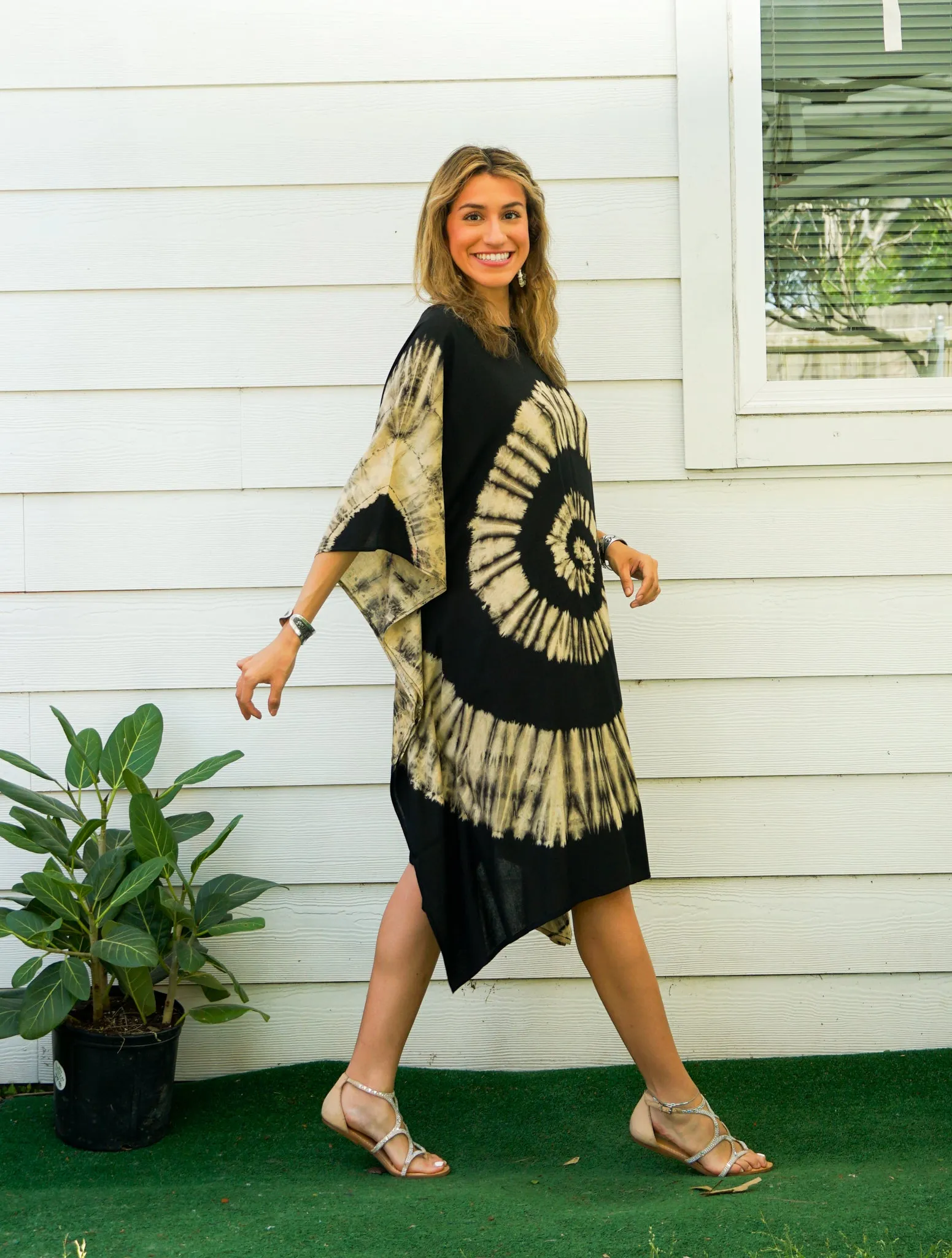 Black Swirl Tie Dye Kaftan