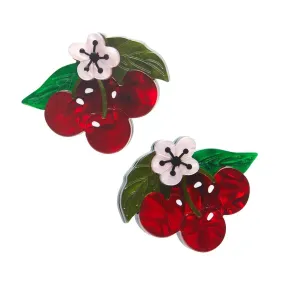 Blossoming Cherries Hair Clips Set - 2 Piece