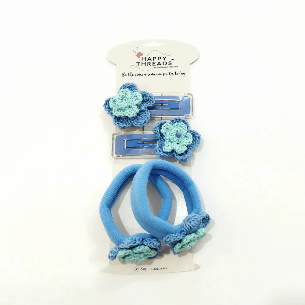 Blue Flamigo Clip and Hair Tie set