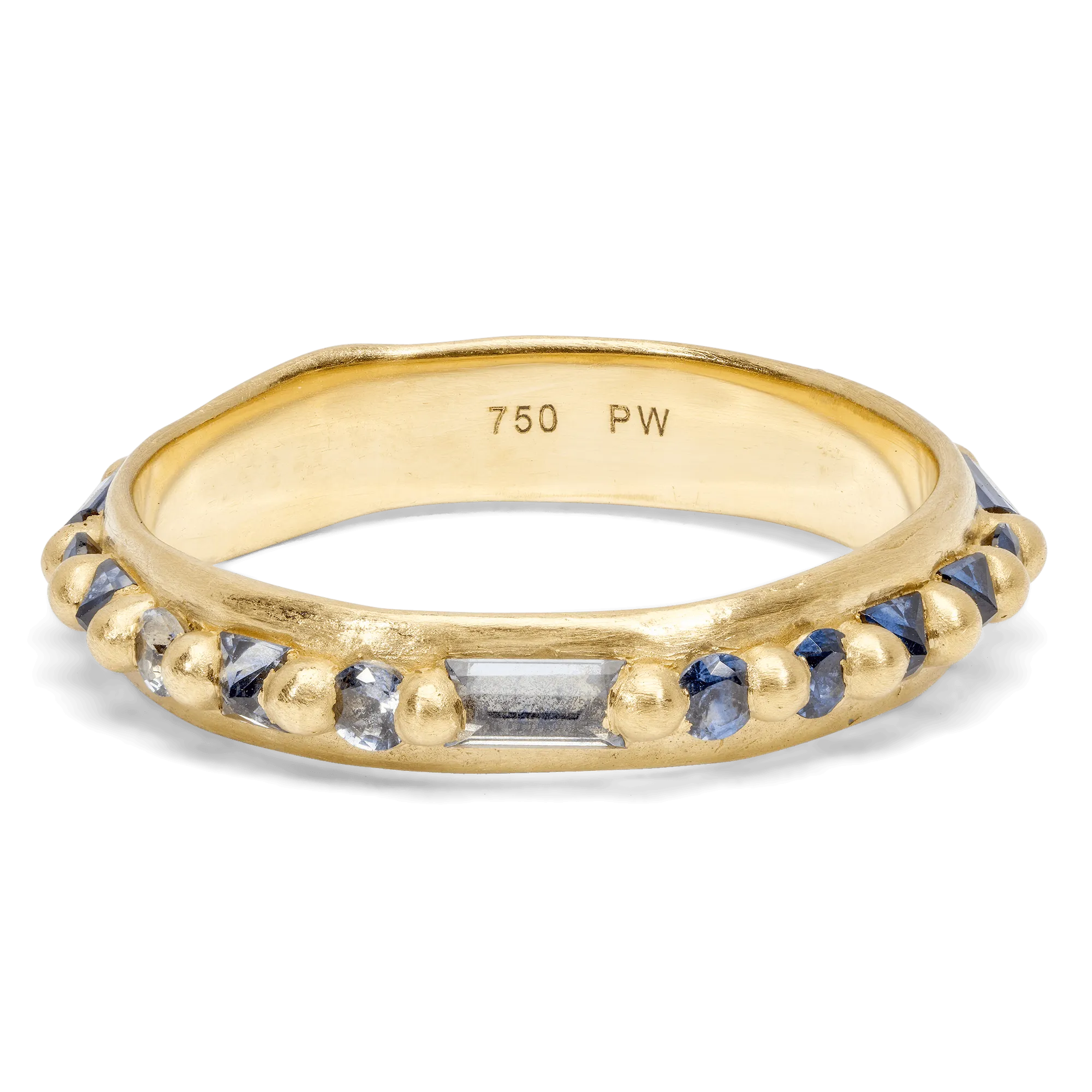 Blue Mixed Cut Nina Ring - Size 8 - 9534