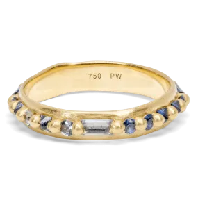 Blue Mixed Cut Nina Ring - Size 8 - 9534