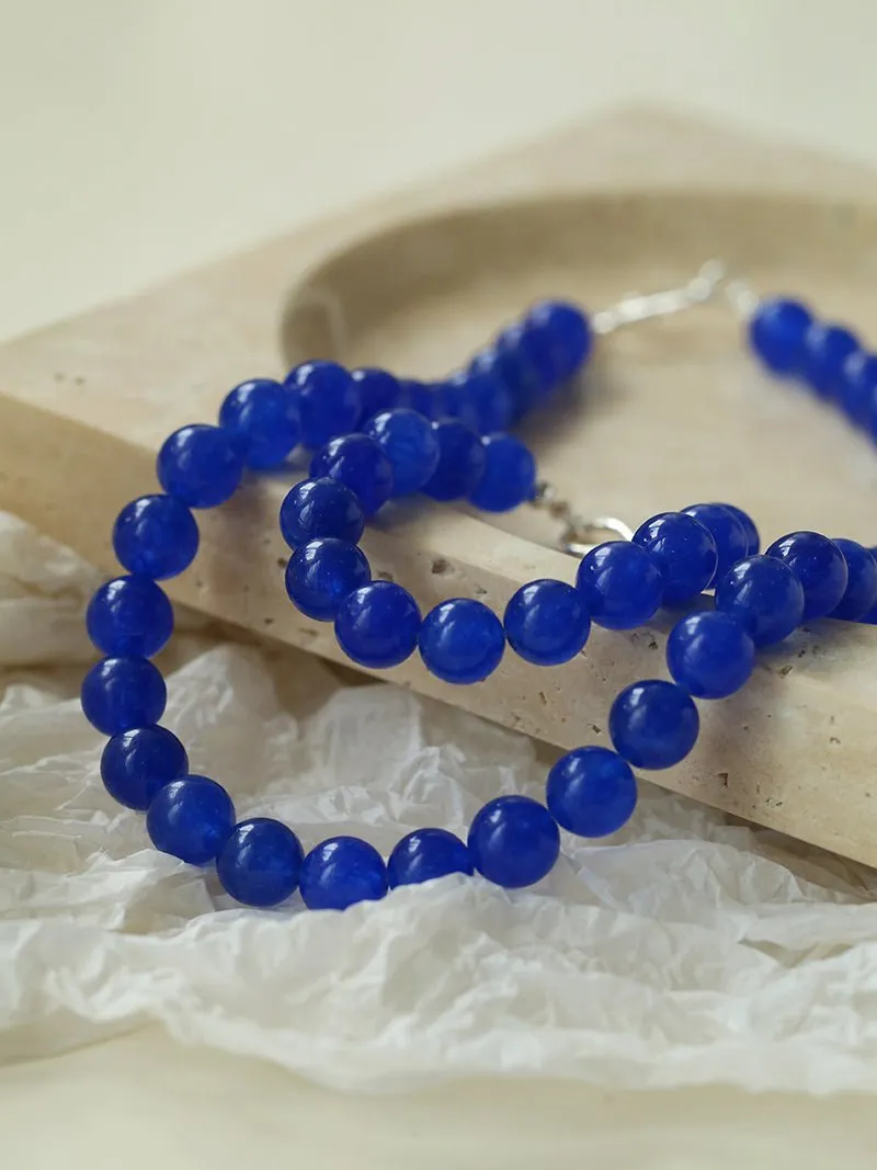 Blue Onyx Beaded Figure 8 Buckle Necklace