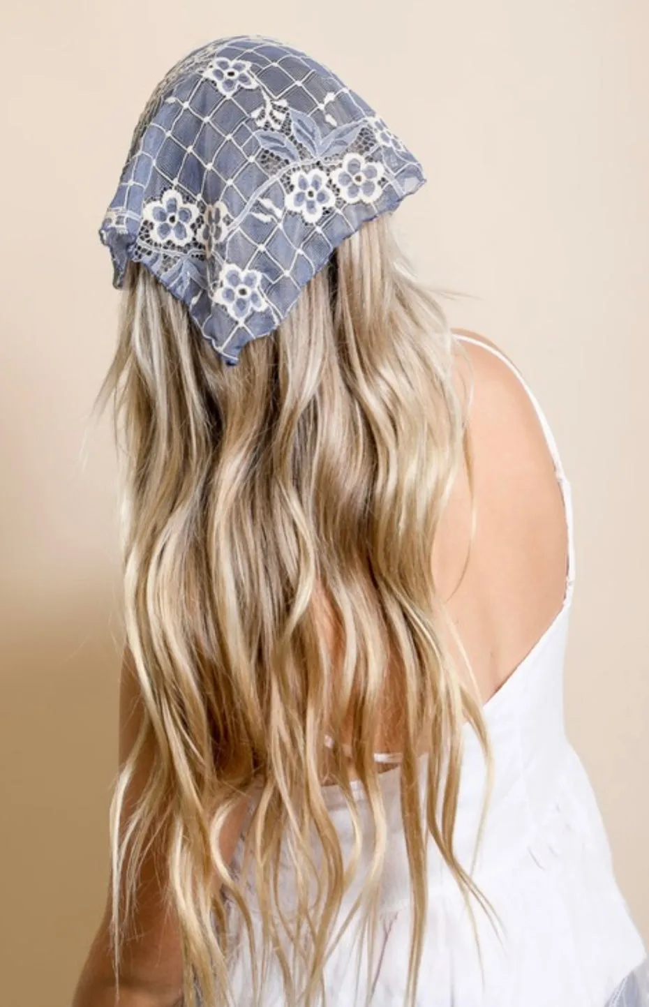 Bohemian floral lace head scarf