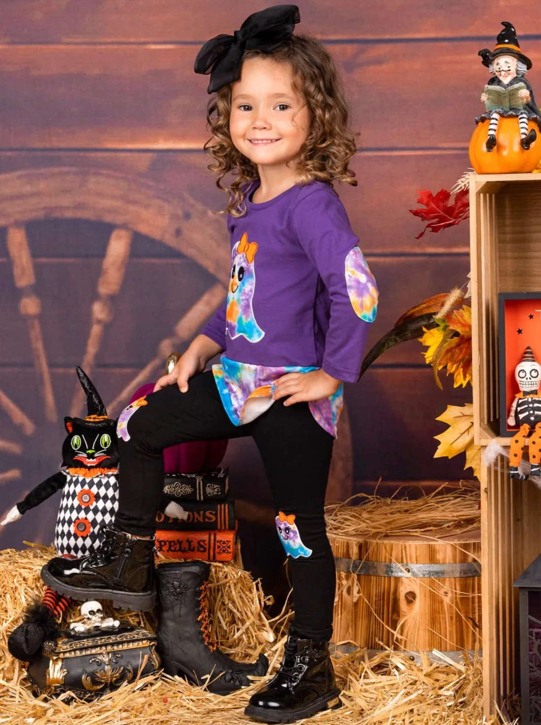 Boo, Felicia Tie Dye Tunic And Patched Legging Set