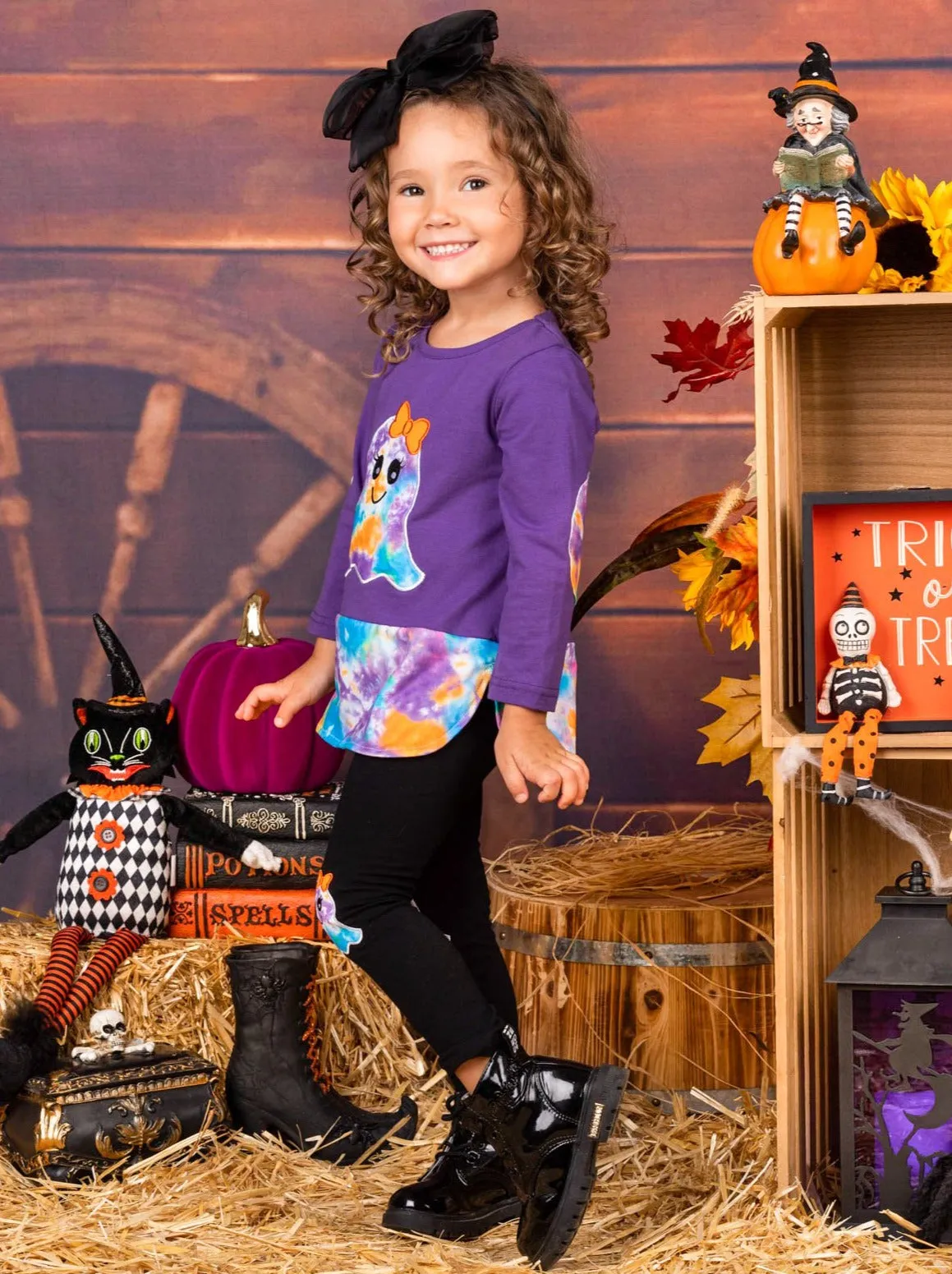 Boo, Felicia Tie Dye Tunic And Patched Legging Set