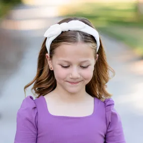 Bow Headband - Ivory Velvet