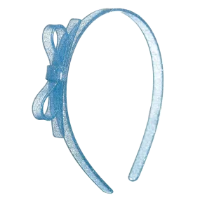 Bow Headband - Light Blue Glitter